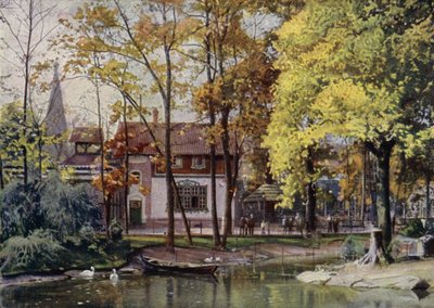 Waldschanke restaurant, Berlin Zoological Garden, Tyskland (farge litho) av German School