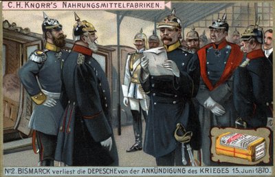 War of 1870. Prussian General Otto von Bismarck (1815-1898) read the declaration of war on June 15 av German School