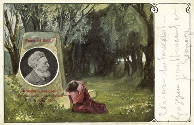 Wilhelm Liebknecht , tysk sosialdemokratisk politiker (farge litho) av German School