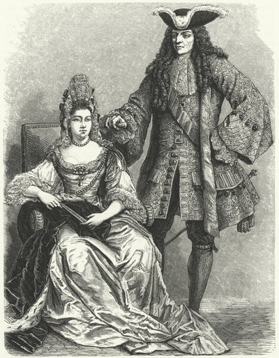 William III og Mary II, konge og dronning av England (gravering) av German School
