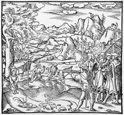 William Tell, illustrasjon fra Cosmographie Universelle av Sebastien Munster (1488-1552) Basel, utgitt 1559 av German School