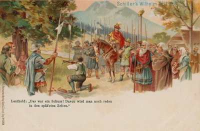 William Tell skyter eplet fra sønnens hode av German School