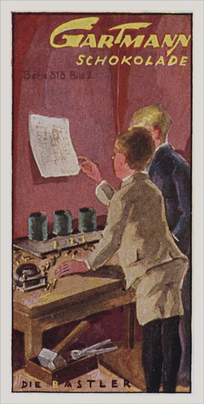 Trådløs (fargelitografi) av German School