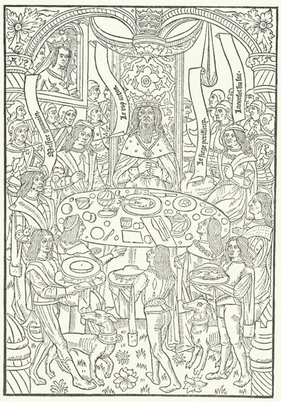 Tresnitt fra den første utgaven av Lancelot du Lac, trykt i Rouen av Jean le Bourgeois i 1488 (gravering) av German School