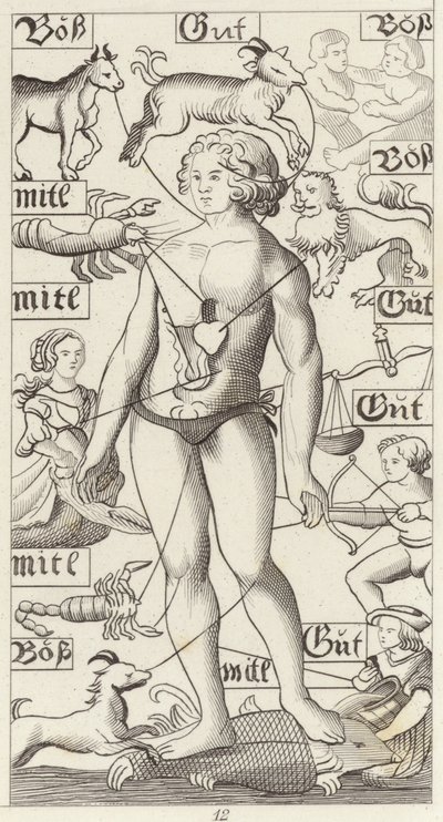 Zodiac mann. Illustrasjon for Bilder-Atlas (gravering) av German School