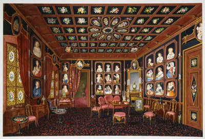 Samtalesalong i Villa Lazarovich, Trieste-residensen til Maximilian av Habsburg (1832-1867), tempera av Germano Prosdocimi av Germano Prosdocimi