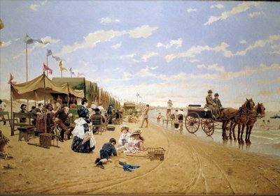 Sanlucar-stranden, 1800-tallet (oljemaleri) av Germán Álvarez Algeciras