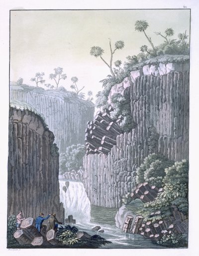 Oppdagere med Humboldts ekspedisjon i basaltklippene ved Regla, Mexico, plate 60 fra 
