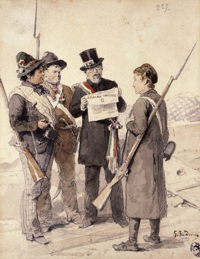 Five Days of Milan, av Gerolamo Induno (1827-1890), akvarell av Gerolamo Induno