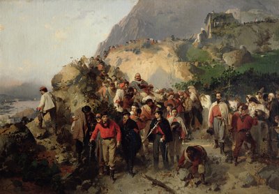 The Injured Garibaldi (1807-82) i Aspromonte-fjellene (olje på lerret) av Gerolamo Induno