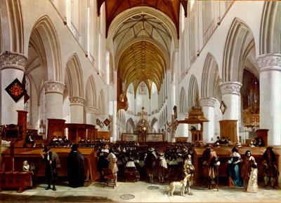 Interiør i en kirke. Maleri av Gerrit Berckheyde (1638-1698), nederlandsk maler. London, Nasjonalgalleriet av Gerrit Adriaensz Berckheyde