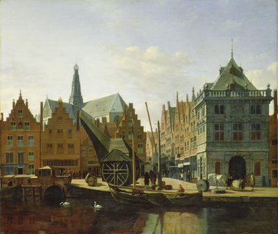 Utsikt over Spaarne i Haarlem, 1667 av Gerrit Adriaensz Berckheyde