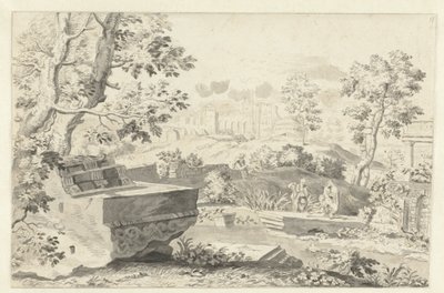 Landskap med gamle ruiner av Gerrit Grasdorp (possibly)
