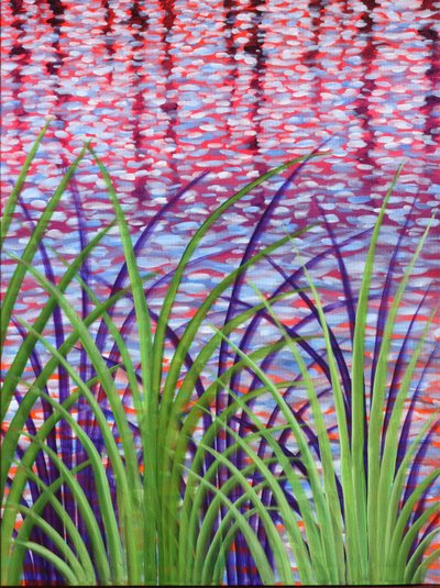 Creek Reeds 08, 2014 (akryl på lerret) av Gerrit Greve