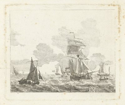 Seilskuter på urolige farvann Havlandskap med skip (serietittel) av Gerrit Groenewegen