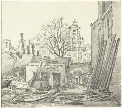Rivingen av West Indies House i Amsterdam av Gerrit Lamberts