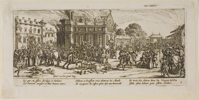 Ødeleggelse av et kloster, plate seks fra Krigens store elendigheter av Gerrit Lucasz van Schagen