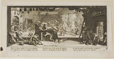 Plyndring av et stort gårdshus, plate fem fra Krigens store elendigheter av Gerrit Lucasz van Schagen