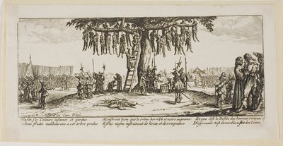 Hengingen, plate elleve fra Krigens store elendighet av Gerrit Lucasz van Schagen