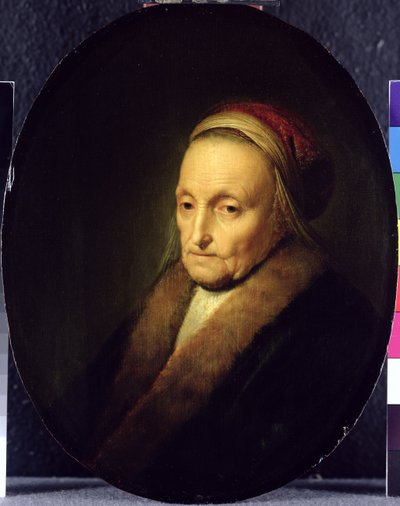 Leder for en gammel kvinne med pelskrage, etter 1630 av Gerrit Dou