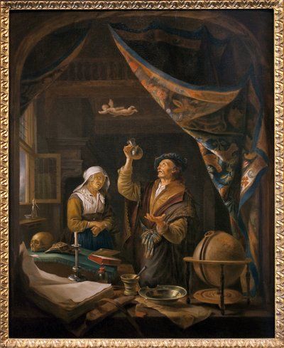 Legen i urin. Fra et maleri av Gerard Dow av Gerrit Dou