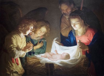 Tilbedelse av barnet av Gerrit van Honthorst