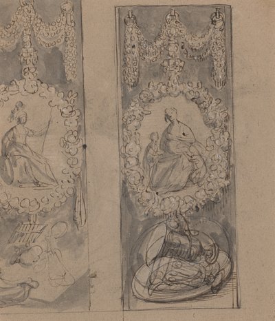 Dekorative motiver med kranser (verso) av Gerrit van Honthorst