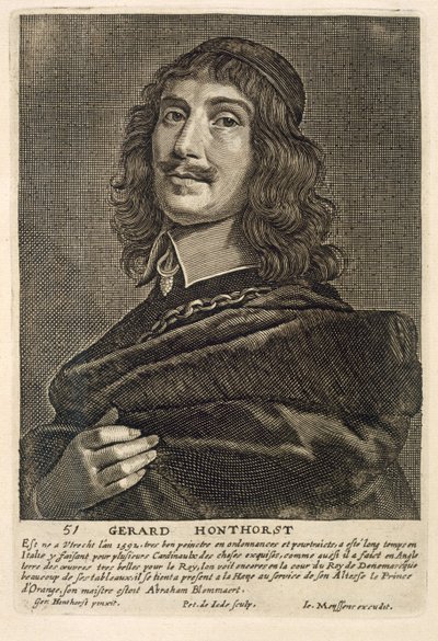 Selvportrett, gravert av Johannes Meyssens (1612-70) av Gerrit van Honthorst