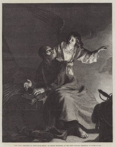 Engelen, løslater St Peter fra fengselet av Gerrit van Honthorst
