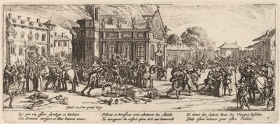 Ødeleggelse av et kloster av Gerrit van Schagen after Jacques Callot