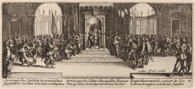Utdeling av belønninger av Gerrit van Schagen after Jacques Callot