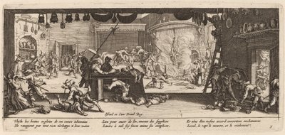 Plyndre et stort gårdshus av Gerrit van Schagen after Jacques Callot