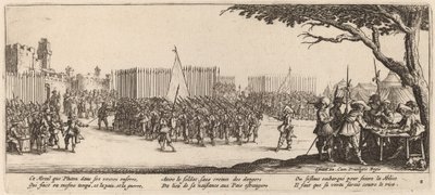 Rekruttering av tropper av Gerrit van Schagen after Jacques Callot