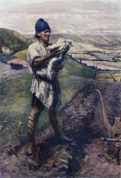 "I et furet åker fant plogmannen deg" (farge litho) av Gertrude E. Demain (after) Hammond