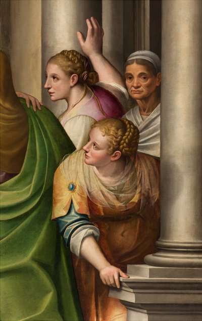 Sør tverrarm, besøksalter, Detalj av altertavlen av Gervaso Gatti, Mariabesøket til kusine Elisabeth 1583, Detalj av altertavlen av Gervasio Gatti