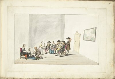 Selskap på ti ungdommer i et interiør av Gesina ter Borch (signed by artist)