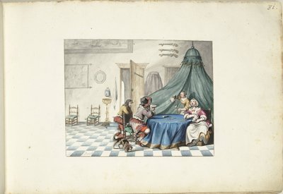 Kortspillere i et interiør av Gesina ter Borch (signed by artist)