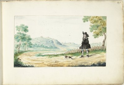 Løpende herre på en landevei av Gesina ter Borch (signed by artist)