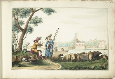 Pastoral forestilling ved en elv av Gesina ter Borch (signed by artist)