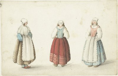 Tre stående kvinner av Gesina ter Borch