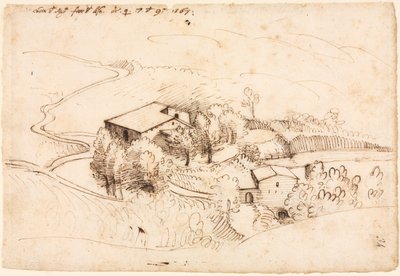 Gård med trær i et kupert landskap, 1567. av Gherado Cibo