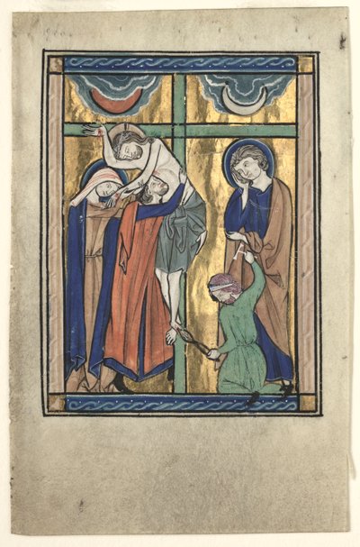 Miniatyr utskåret fra "Potocki Psalter": Deponeringen av Gherardo Starnina