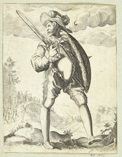 Soldat bevæpnet med sverd og skjold av Gheyn, Jacques II de