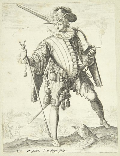 Soldat med hakereim (arquebus) av Gheyn, Jacques II de