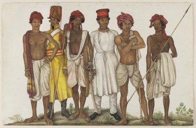 Six Recruits, folio fra Fraser Album av Ghulam Ali (family of) (attr. to) Khan