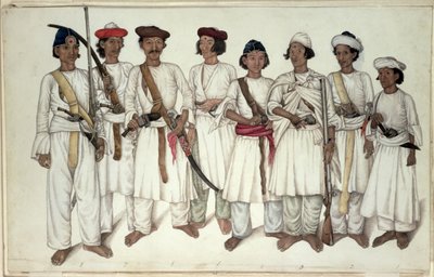 Åtte Gurkhaer, 1815 av Ghulam Ali Khan