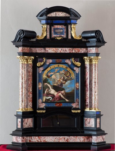 Klokke med representasjon av den hellige Hieronymus som hører ved trompeten av siste dom Maleri av Giacinto Brandi (1621-1691) Struktur og mekanisme realisert av Giuseppe Campani - 1600-tallet Dim 128x100x44 cm Genes musei di strada nuova av Giacinto Brandi