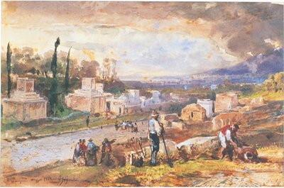 Italia, Pompeii, The Street of Tombs 1862 (akvarell) av Giacinto Gigante