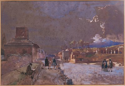 Italia, The Street of Tombs in Pompeii (akvarell) av Giacinto Gigante
