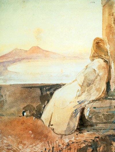 Munk i San Martino, av Giacinto Gigante, akvarell av Giacinto Gigante